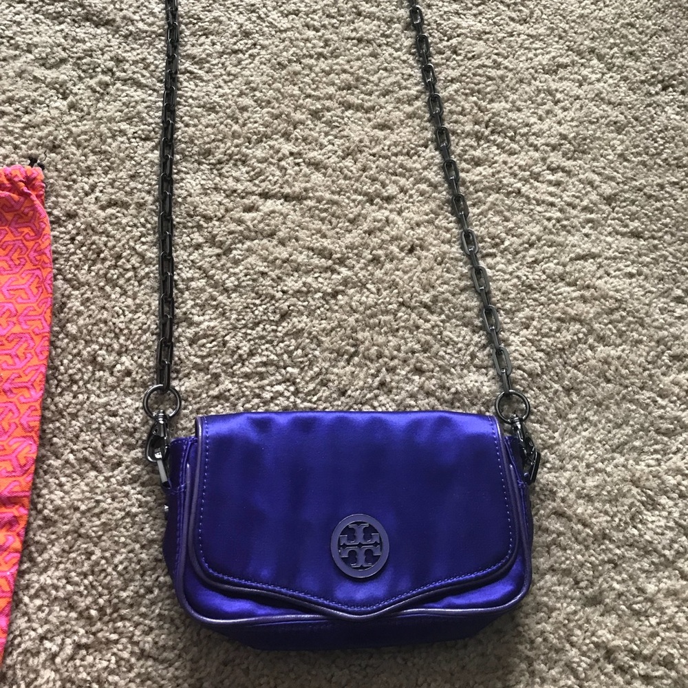 Tori Burch Violet Satin clutch